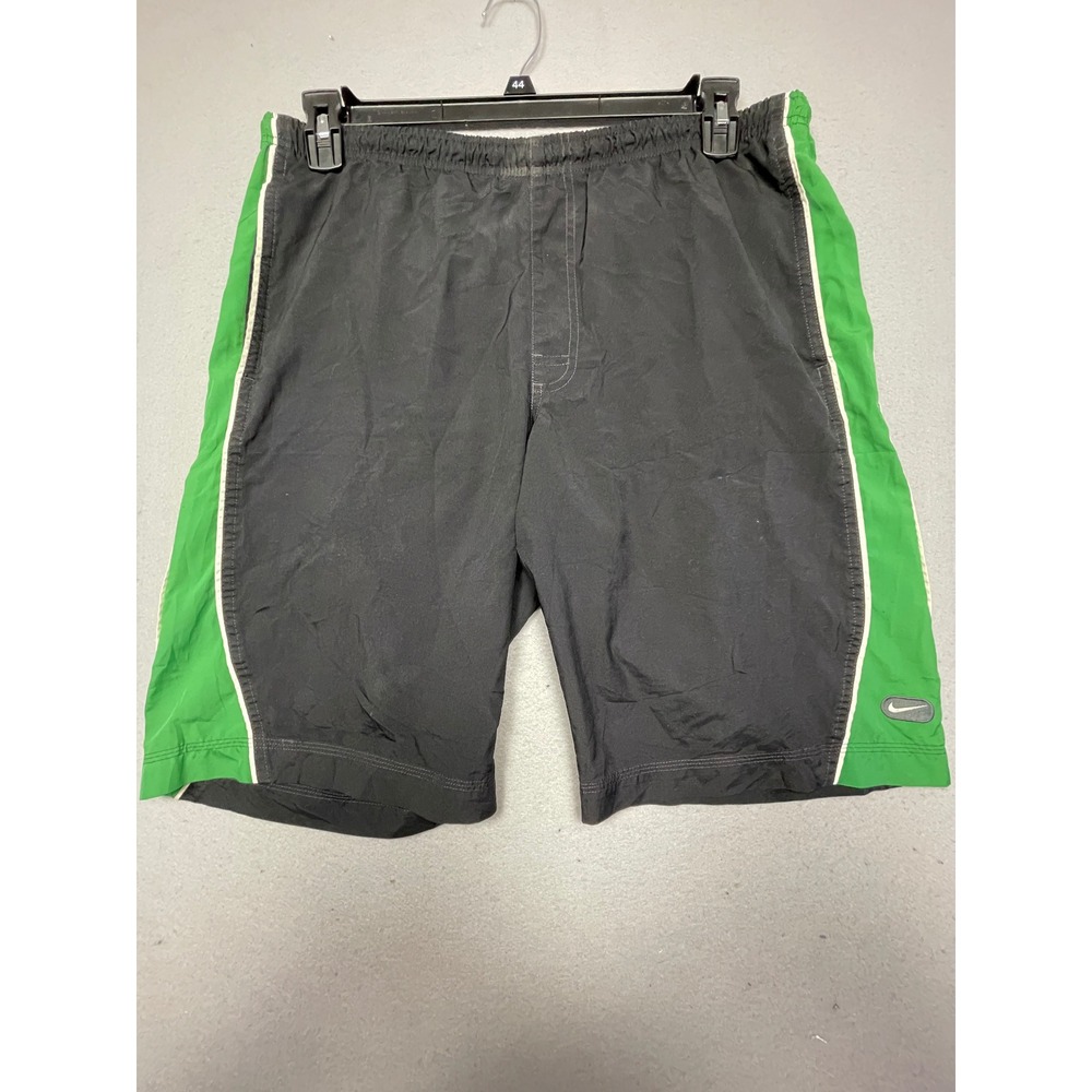 Nike Athletic Shorts Nylon Black Green Size Medium Mens